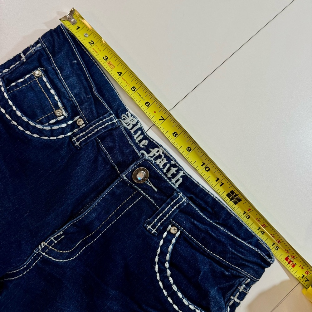 Blue Faith Rhinestone Bedazzled Jeans Size 6 Junior - Picture 2 of 15